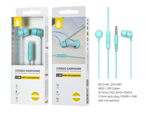 image principale pour Ecouteur avec microphone Buzzz - NC3148 -1,2m - Turquoise