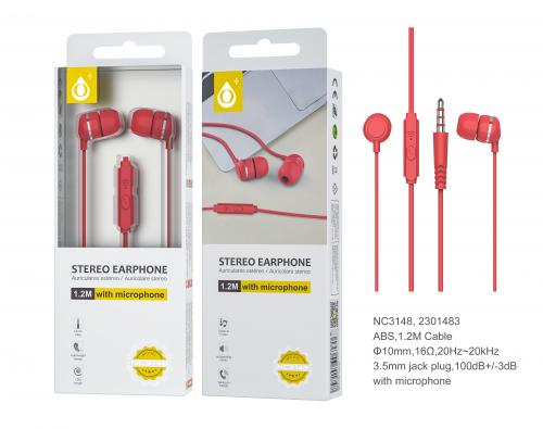 image principale pour Ecouteur avec microphone Buzzz - NC3148 -1,2m - Rose