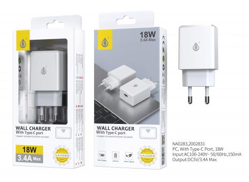 image principale pour Embout Secteur Type C  - 3.4A - 18W-Sans Câble - NA0283 - Blanc