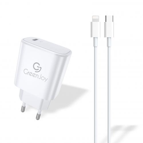Embout Secteur Type C avec Câble Charge et Data Iphone / 2,4A - 1m - Blanc
