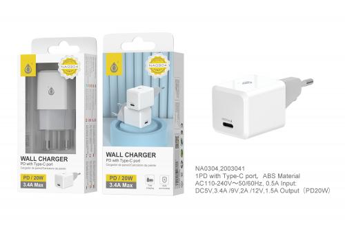 image principale pour Embout Secteur Type C - Charge Rapide - 20W - 3.4A - NA0304 - Blanc 