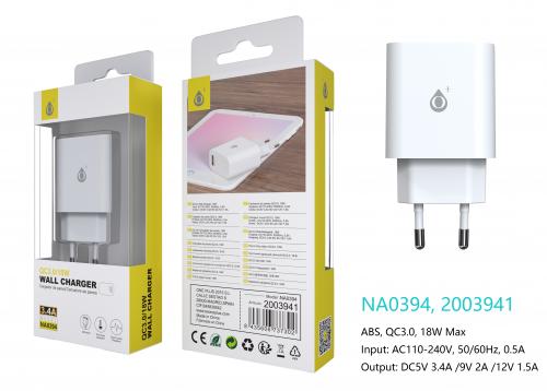 Embout Secteur USB Charge Rapide - 3.4A/ 18W- NA0394-Blanc