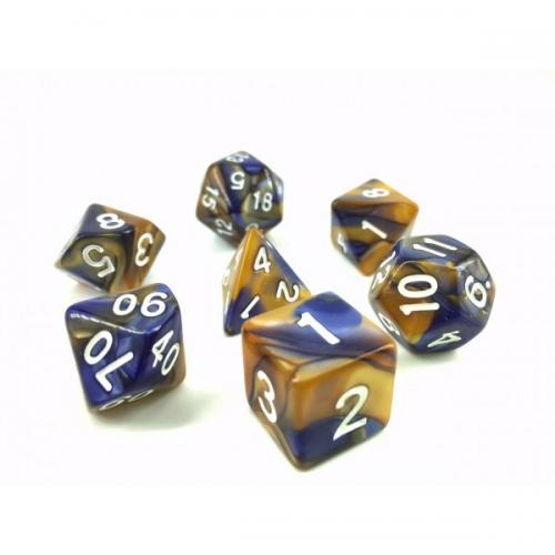 HDB-08 Lot de 7 dés – Fusion Bleu sombre et or
