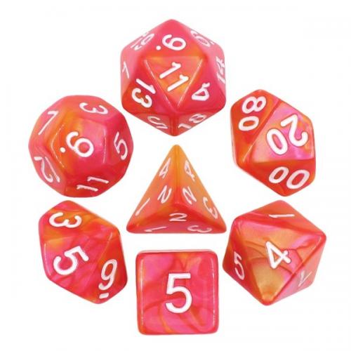 HDB-37 Lot de 7 dés – Fusion Orange et fuchsia