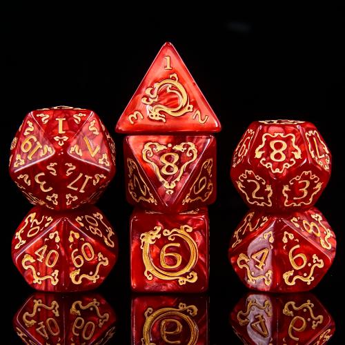 HDB-46 Lot de 7 dés en boîte – Auspicious Clouds-red