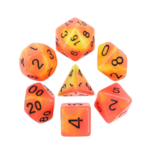 HDGD-04 lot de 7 Dés en boîte – Feu phosphorescent