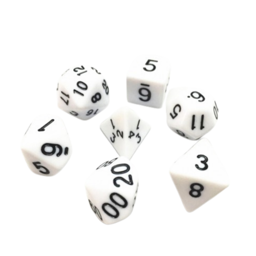 HDO-01 lot de 7 Dés – Blanc 