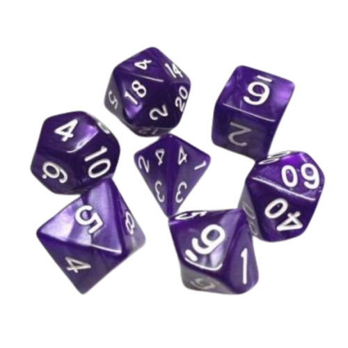 HDP-03 lot de 7 Dés en boîte – 16mm- Violet nacré