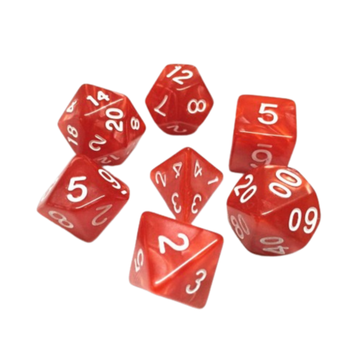 HDP-05 lot de 7 Dés en boîte – 16mm- Rouge nacré
