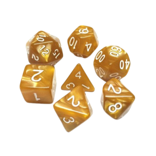 HDP-08 lot de 7 Dés en boîte – 16mm- Or nacré