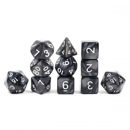 HDY-01 Lot de 11 Dés – Noir nacré (en sachet)