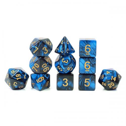 HDY-05 Lot de 11 dés – Fusion Bleu et Noir (en sachet)