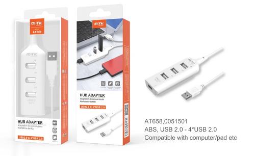image HUB USB 4 ports AT658- blanc