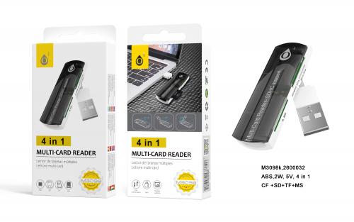 image principale pour Lecteur de carte multiples- USB 2.0- Micro SD, SD- M3098