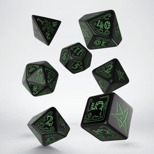 Lot de 7 dés- Call of Cthulhu- Noir et vert