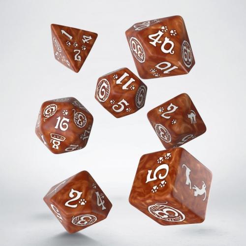 Lot de 7 dés- Cats- Marron