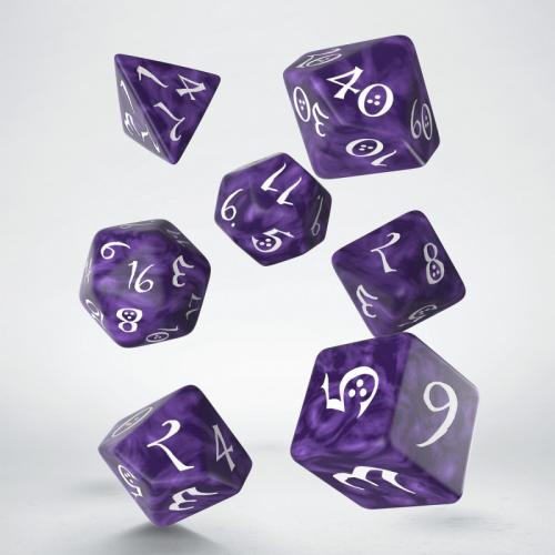Lot de 7 dés- Classic RPG- Violet perlé et blanc