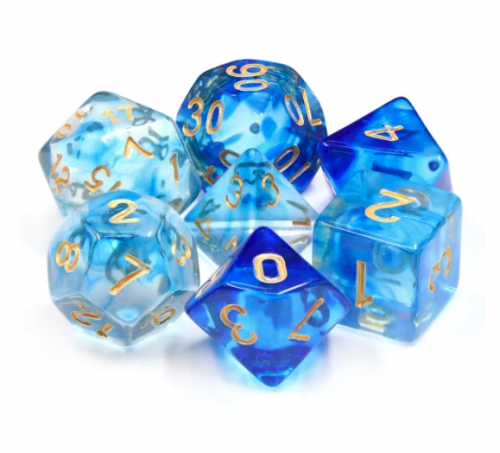 Lot de 7 Dés multiformat – Violet nacré Boite Cristal