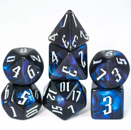 Lot de 7 Dés Resine en boîte - Galaxy