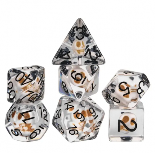 Lot de 7 dés résine gamme Insert - en boite - Crâne