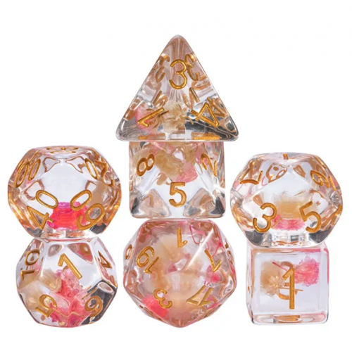 Lot de 7 dés résine gamme Insert - en boite - Printemps