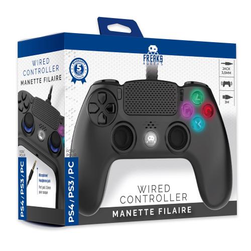 image Manette Filaire Noire pour PS4 avec Câble 3M avec prise Jack