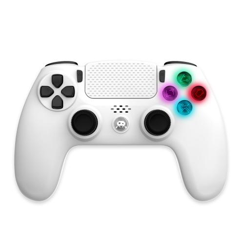 image Manette Sans Fil Blanche pour PS4 Avec Prise Jack pour casque et boutons lumineux