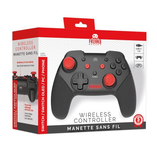 image Manette Sans Fil Noire et rouge pour Switch avec Cable 1M  (emballage abîmé)