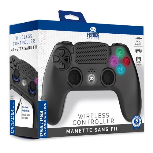 image Manette Sans Fil Noire pour PS4 Avec Prise Jack pour casque et boutons lumineux