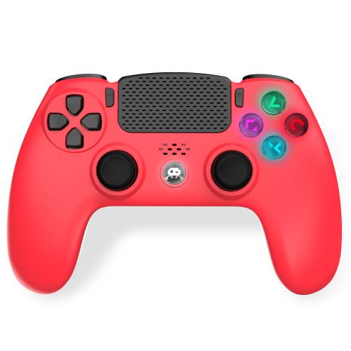 image Manette Sans Fil Rouge pour PS4 Avec Prise Jack pour casque et boutons lumineux