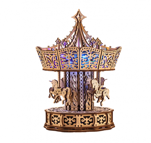 image principale pour Mécanisme 3D en bois - carrousel Parisien boîte à musique- 440pcs