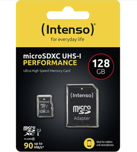 image MicroSD 128 Class 10 UHS-1 + adaptateur (classe 10) Intenso