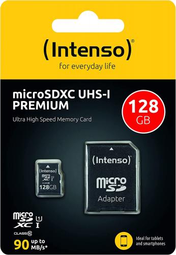 image MicroSD 128 GB XC + adaptateur (classe 10) Intenso