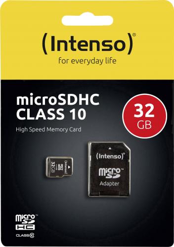 Carte mémoire microSD HC 32 GB + Adaptateur SD, Classe 10