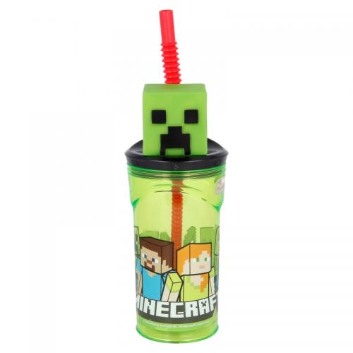 Minecraft - Verre Plastique 3D avec Paille 360ml  - Creeper