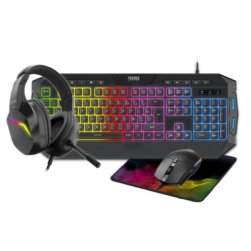Pack 4en1 Polychroma Clavier QWERTZ+Souris+Tapis+Casque - RGB