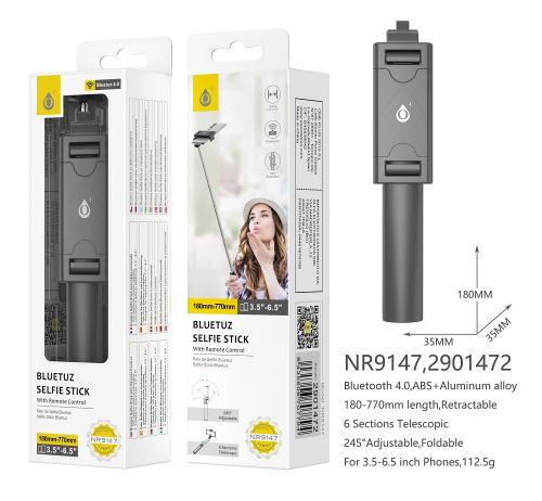 image principale pour Perche Selfie- Bluetooth avec télécommande- 77cm- NR9147-Noir