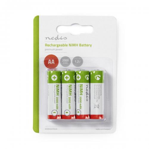 Pile Rechargeable Ni-MH AA LR06 - 1.2 V - 2 000 mAh - 4 pièces - Blister