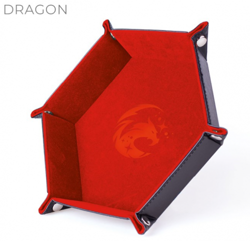 image Piste de Dés - Dragon Flamboyant - Cuir et Velours - Rouge