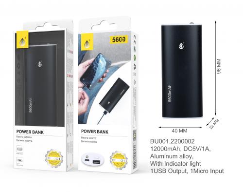 image Power bank 5600mAh - BU001 - Noir