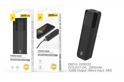 Power Bank Sorlax 2600mAh - D6210 - noir