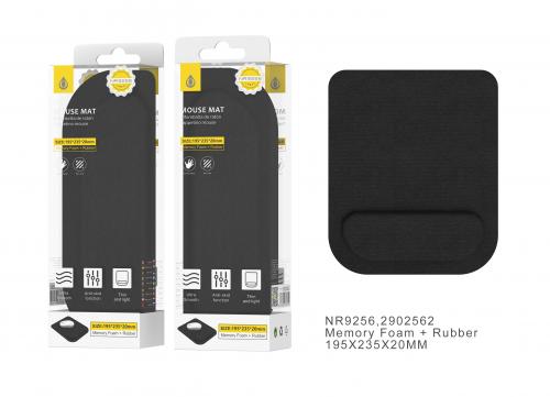 Tapis de Souris en Mousse à Mémoire de Forme avec Coussinets - NR9256 - Noir - 19,5