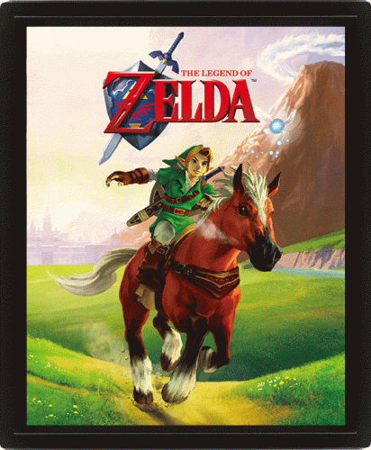 image principale pour The legend of Zelda - Poster 3d lenticulaire- Au Galop encadré (23,5 x x28,5cm)
